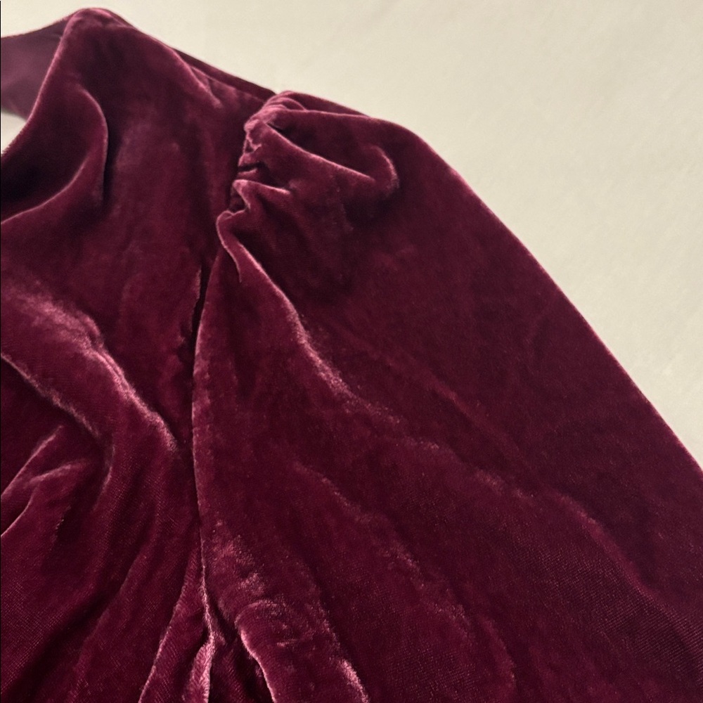 Boden Plum Velvet Open Back Mini Dress SZ 14 rhinestone button long sleeve lined - Picture 14 of 16